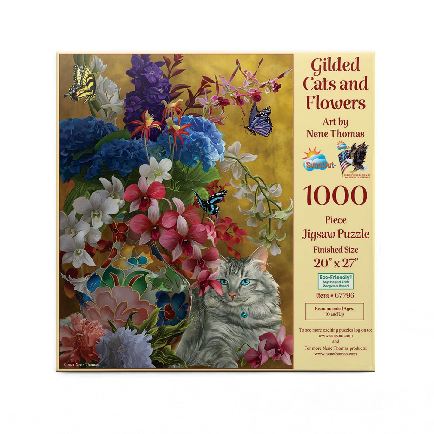 Gilded Cats And Flowers - 1000 Piece Jigsaw Puzzle