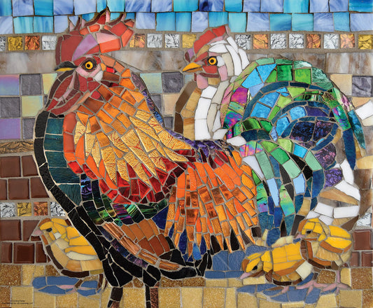 Stained Glass Chickens - 1000 Piece Jigsaw Puzzle