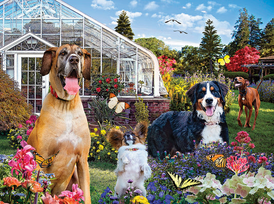 Conservatory Garden Canines - 1000 Piece Jigsaw Puzzle