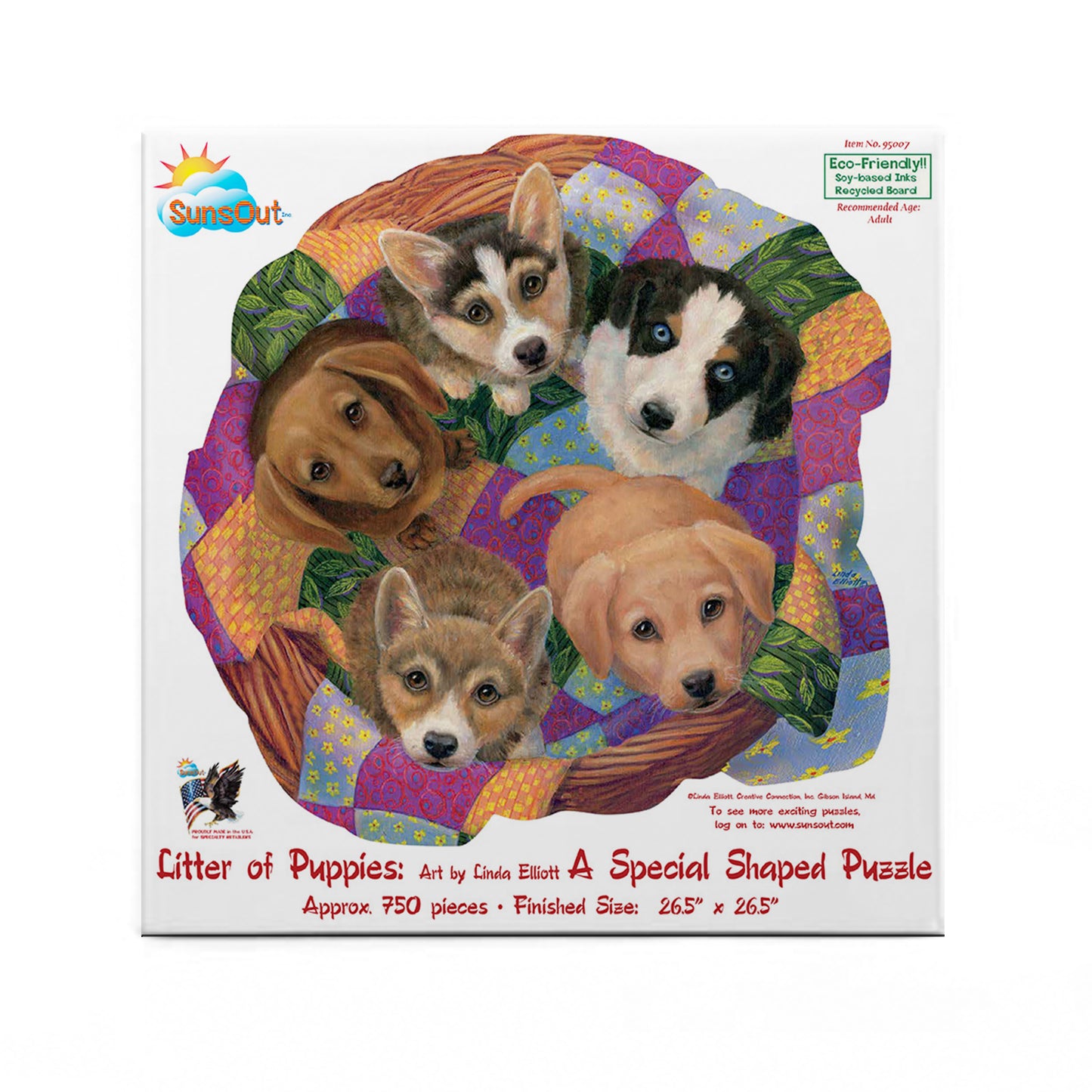Litter of Puppies - Shaped 750 Piece Jigsaw Puzzle
