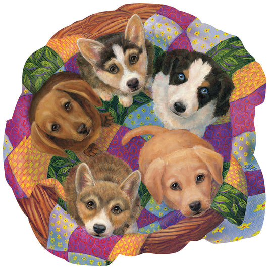 Litter of Puppies - Shaped 750 Piece Jigsaw Puzzle