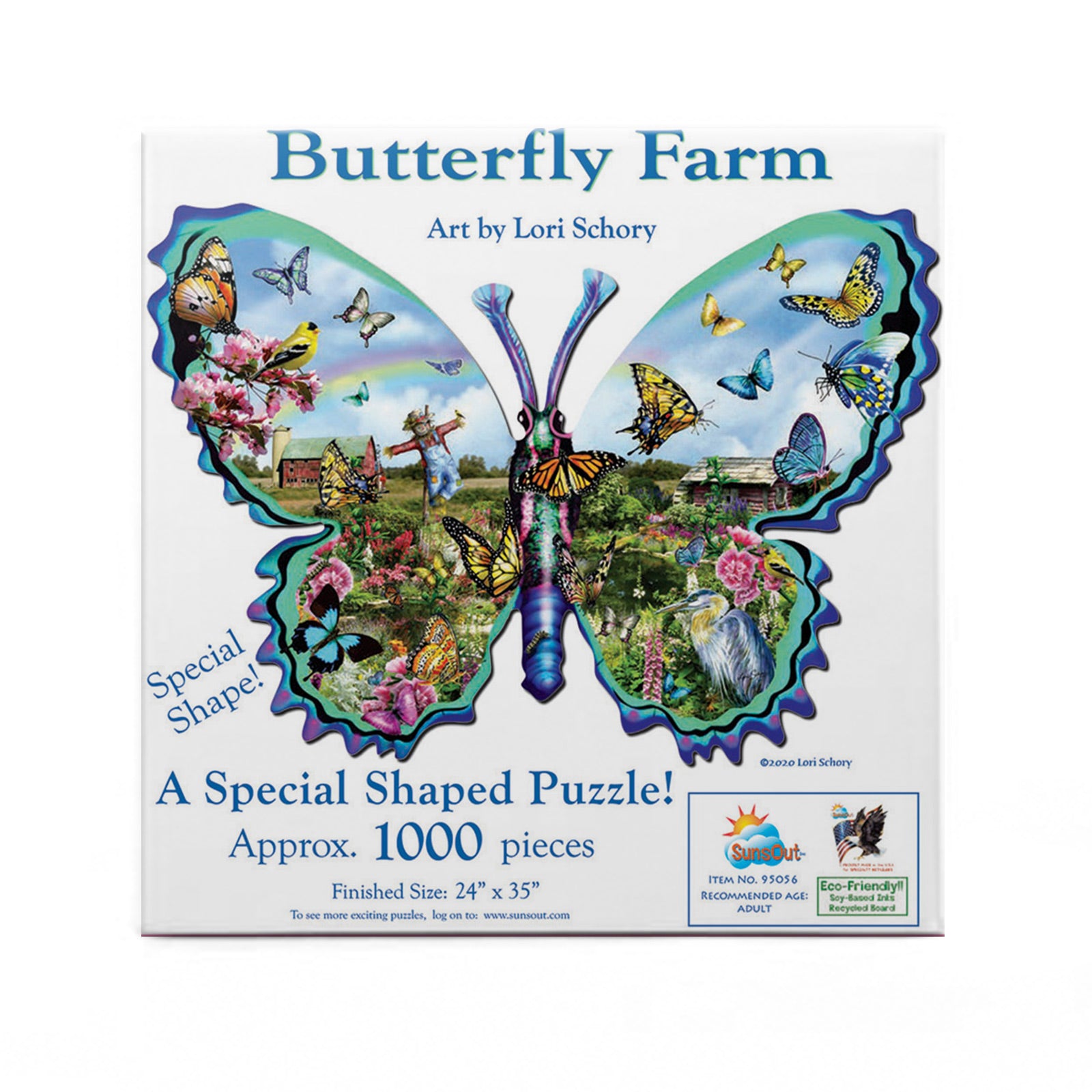 Butterfly Farm - Shaped 1000 Piece Jigsaw Puzzle