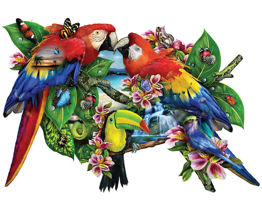 Parrots in Paradise - Shaped 1000 Piece Jigsaw Puzzle