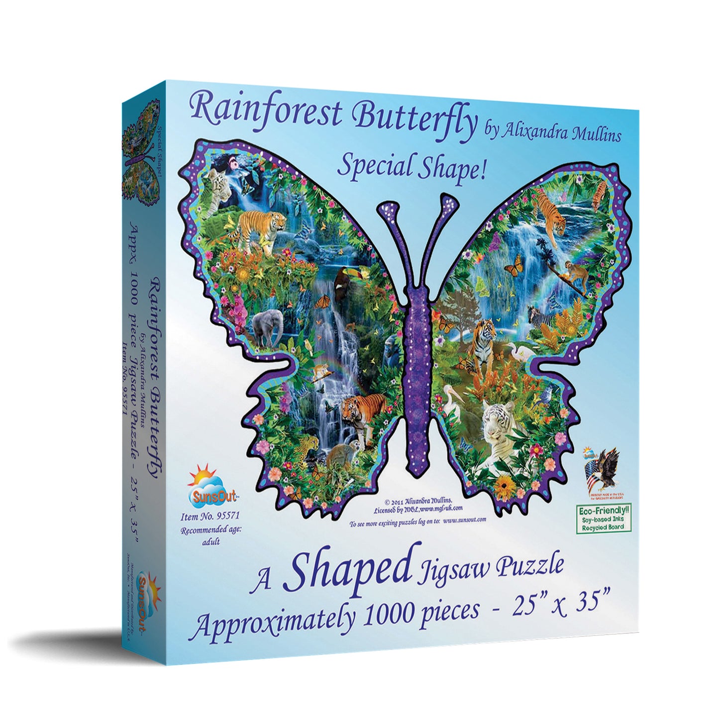 Rainforest Butterfly - Shaped 1000 Piece Jigsaw Puzzle