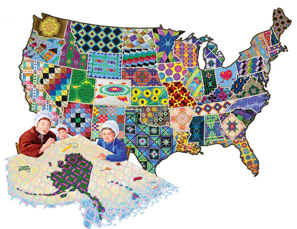 An American Quilt - Shaped 600 Piece Jigsaw Puzzle