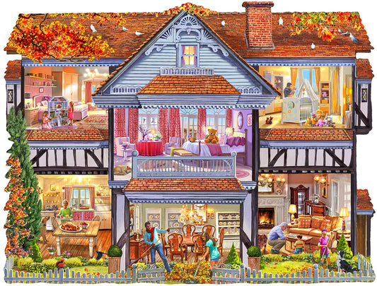 Autumn Country House - Shaped 1000 Piece Jigsaw Puzzle