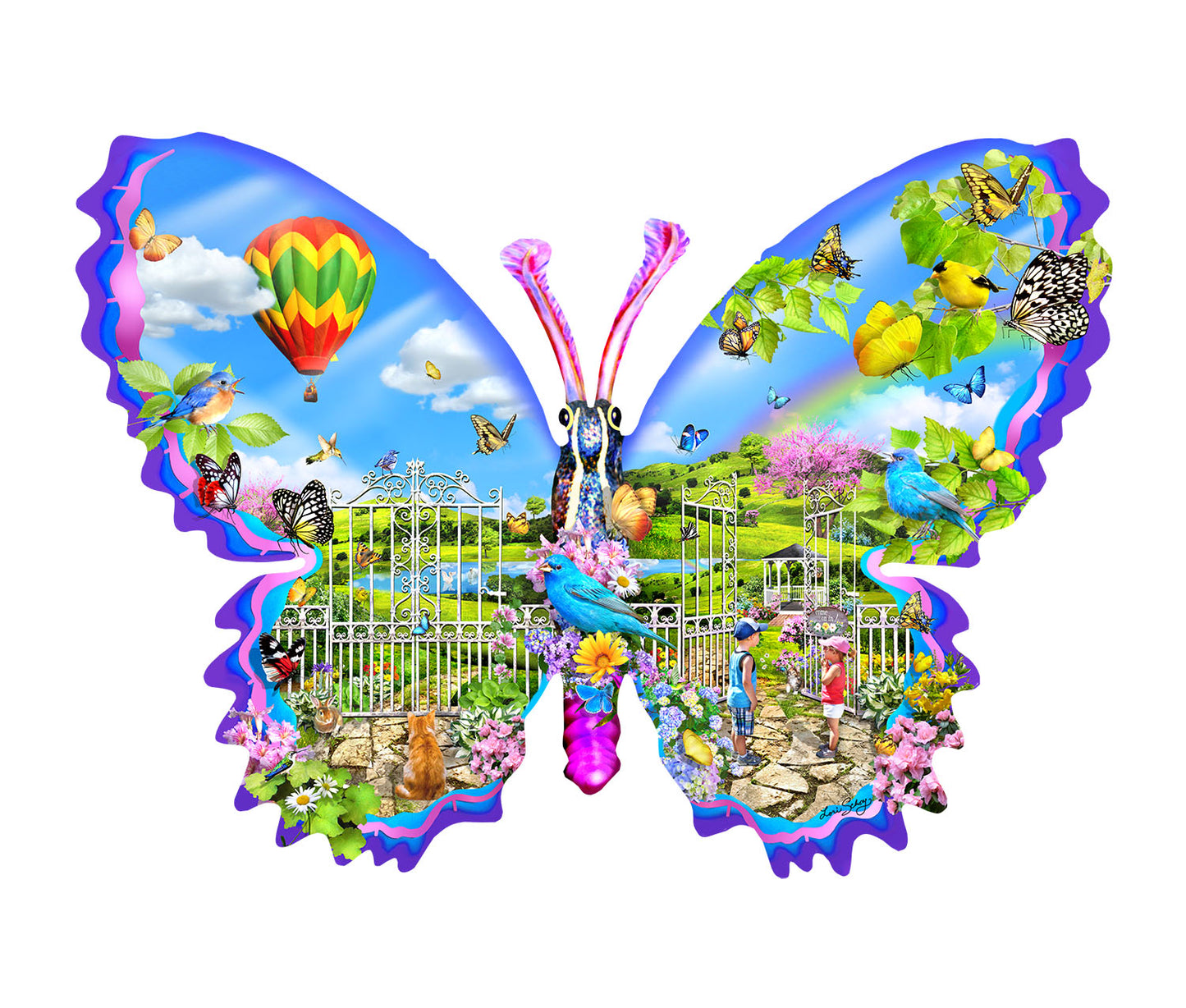 Garden Butterfly - Shaped 1000 Piece Jigsaw Puzzle