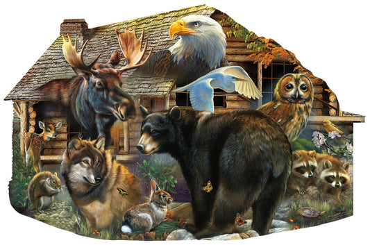 Wildlife Cabin - Shaped 1000 Piece Jigsaw Puzzle