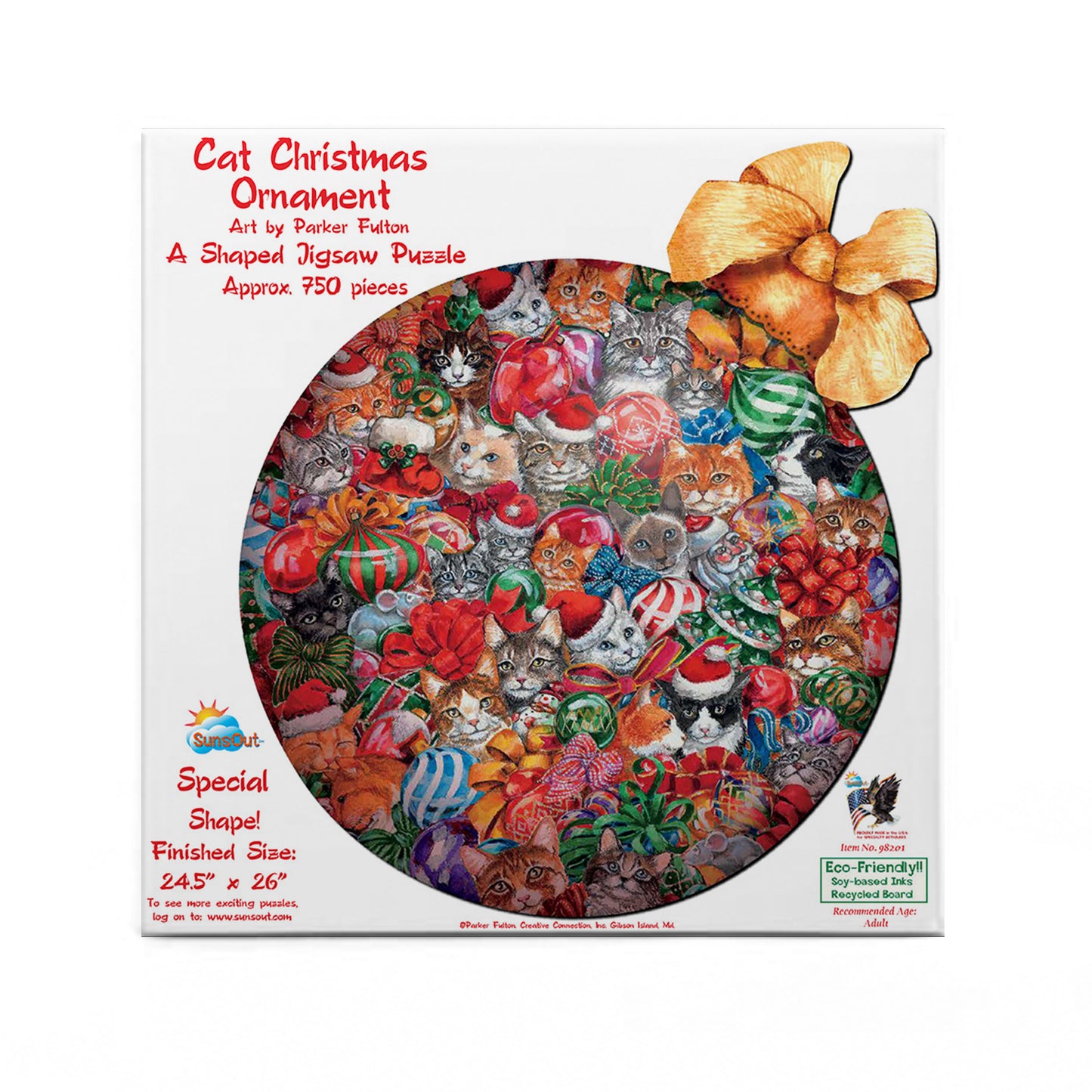 Cat Christmas ornament - Shaped 750 Piece Jigsaw Puzzle