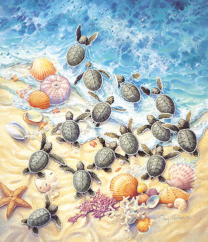 Green Turtle Hatchlings (16) - 550 Piece Jigsaw Puzzle